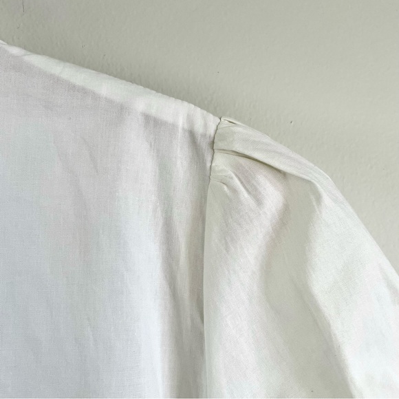 Fire Los Angeles White Short Puffy Sleeves Button Down Shirt with Ruffles - Picture 11 of 16